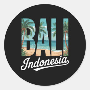 Li Indonesië Tropisch Strand Palmbomen En Oceaan A Ronde Sticker