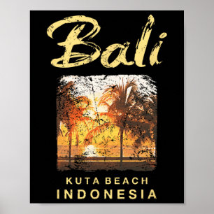 Li Kuta-strand Indonesië Vintage surfen mannen vro Poster