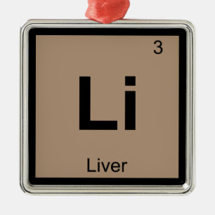 Li - Leverchemie Periodiek Systeem Symbool Metalen Ornament