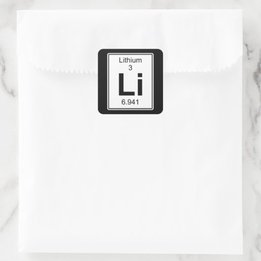 Li - lithium vierkante sticker (Tas)