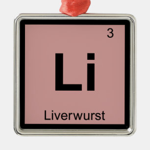 Li - Periodieke Tabelsymbool voor leverworst Metalen Ornament