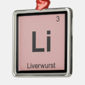 Li - Periodieke Tabelsymbool voor leverworst Metalen Ornament (Links)