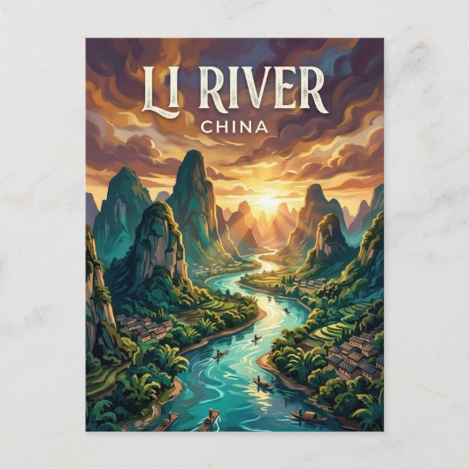Li-rivier China Briefkaart (Voorkant)