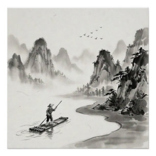 Li Rivier China Inktwassen Landschap Perfect Poster