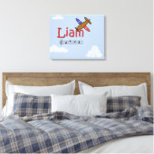 Liam Airplane Name Canvas Afdruk (Insitu (Slaapkamer))