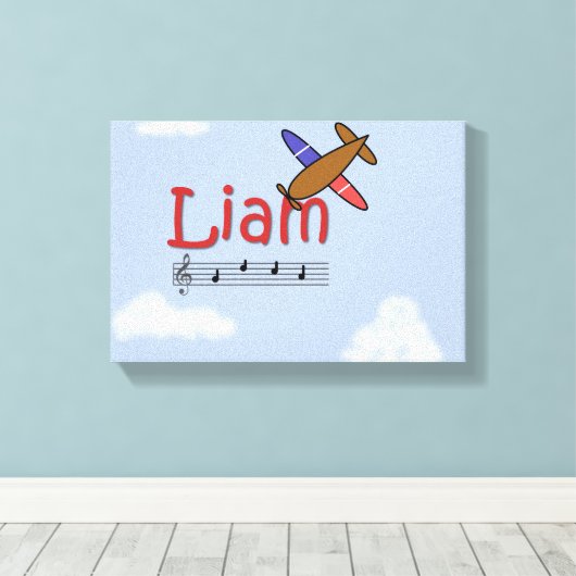 Liam Airplane Name Canvas Afdruk (Insitu (Houten vloer))