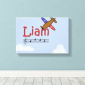 Liam Airplane Name Canvas Afdruk (Insitu (Houten vloer))