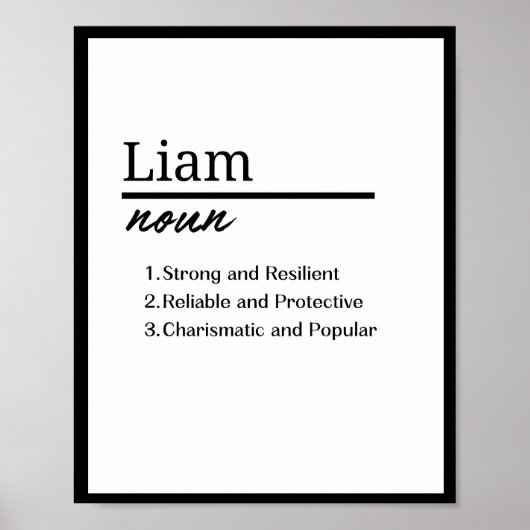 Liam, jongen gepersonaliseerde naam definitie poster (Voorkant)