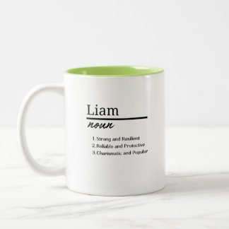 Liam, jongen gepersonaliseerde naam definitie tweekleurige koffiemok