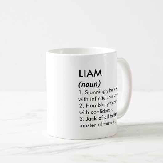 Liam name, Editable name, Custom name Koffiemok (Voorkant rechts)