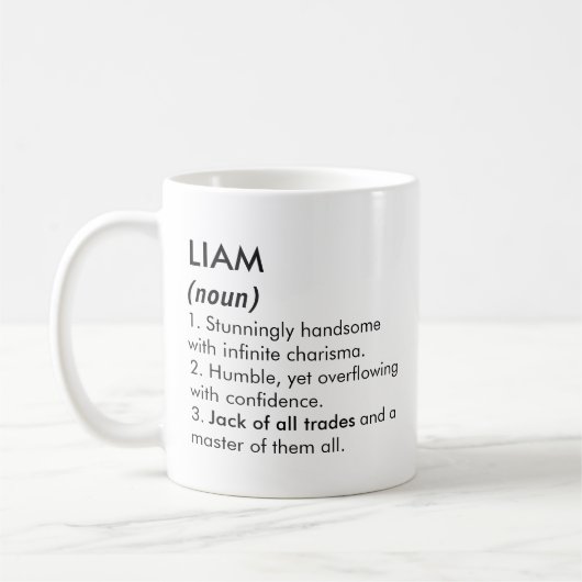 Liam name, Editable name, Custom name Koffiemok (Links)
