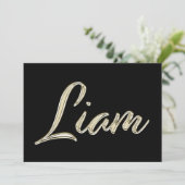 Liam Name white gold Handwriting Karte Kaart (Staand voorkant)