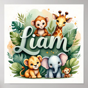 Liam Safari-kinderkamer muurdecoratie Poster