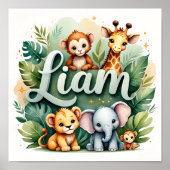 Liam Safari Nursery Wall Art Poster (Voorkant)