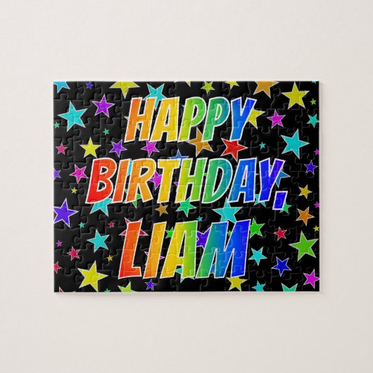 "LIAM" voornaam, geun "HAPPY BIRTHDAY" Legpuzzel (Horizontaal)