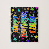 "LIAM" voornaam, geun "HAPPY BIRTHDAY" Legpuzzel (Verticaal)