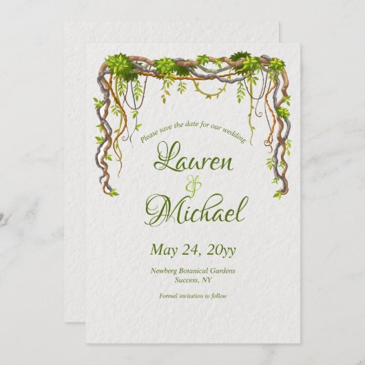 Liana Branches Save the Date Notice Kaart (Voorkant / Achterkant)