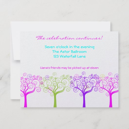 Liana Claire Shimmery Bat Mitzvah Sweet 16 Party Kaart (Achterkant)