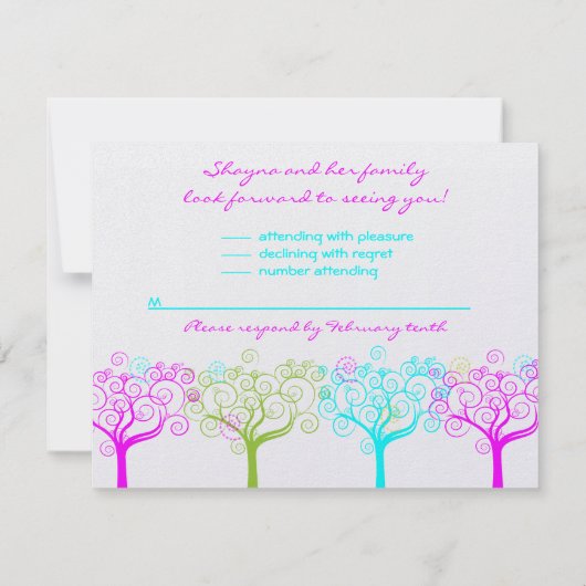 Liana Claire Shimmery Bat Mitzvah Sweet 16 RSVP (Achterkant)