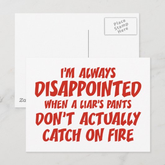 Liar Liar Pants on Fire Briefkaart (Voorkant / Achterkant)