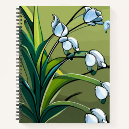 lib, valley, green, white, flower, floral, blosso notitieboek