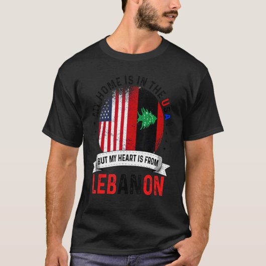 Libanees - Amerikaans patriothart komt uit Libanon T-shirt (Voorkant)