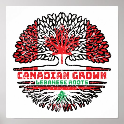 Libanese Canadese Canada - vlag over boomstammen Poster (Voorkant)
