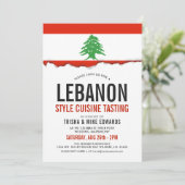 Libanese Cuisine | Flag White Invite Kaart (Staand voorkant)