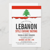 Libanese Cuisine | Flag White Invite Kaart (Voorkant / Achterkant)