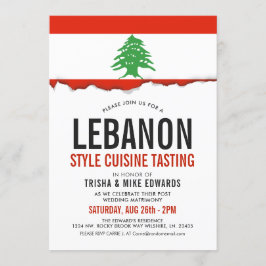 Libanese Cuisine | Flag White Invite Kaart