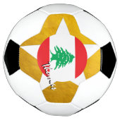 Libanese Football en gouden Libanese vlag Voetbal (Gedraaid)