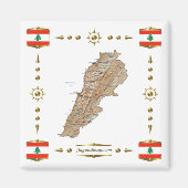 Libanese kaart + Flagers Magnet (Voorkant)