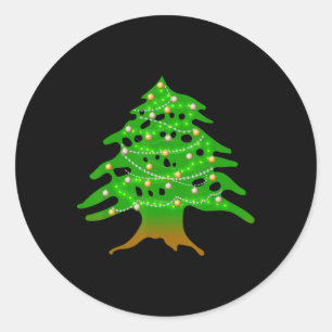 Libanese kerstboom Libanese vlag kerstkaart Ronde Sticker