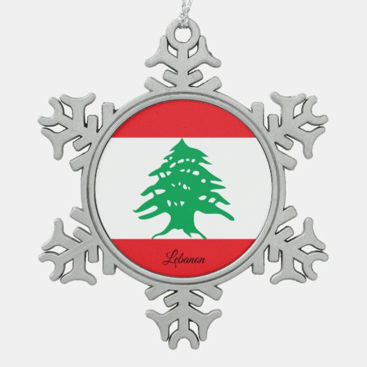 Libanese sneeuwvlok, Libanese vlag Tin Sneeuwvlok Ornament (Voorkant)