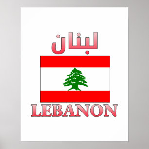 Libanese vlag ل ن ن Arabisch en Engels WordArt Coo Poster