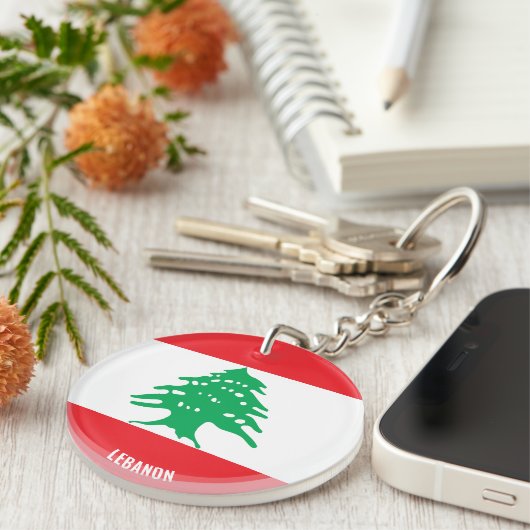 Libanese vlag charmant patriotticum sleutelhanger (Voorkant Rechts)