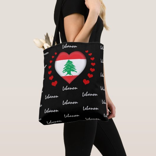 Libanese vlag en -hart, Libanese vlag mode /sport Tote Bag (Dichtbij)