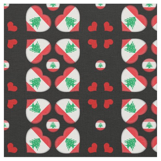 Libanese vlag en Libanon hart mode Fabric Stof (Close Up)