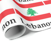 Libanese vlag en naam cadeaupapier (Rol Hoek)