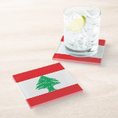 Libanese vlag glazen onderzetter (Schuin)