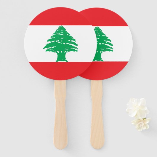 Libanese vlag handwaaier (Voorkant en achterkant)