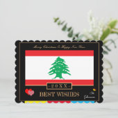 Libanese vlag & Happy New Year/Best Wish Card Feestdagenkaart (Staand voorkant)