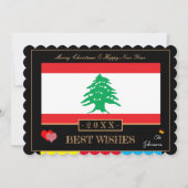 Libanese vlag & Happy New Year/Best Wish Card Feestdagenkaart (Voorkant)