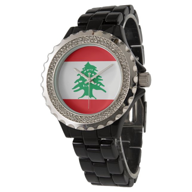 Libanese vlag horloge (Gekanteld)