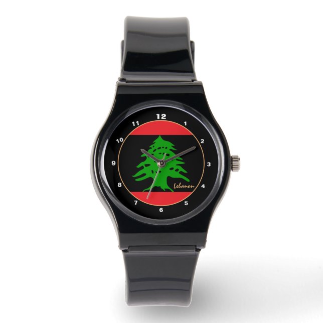 Libanese Vlag horloge, BLK mode ontwerp, Libanon Horloge (Voorkant)
