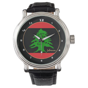 Libanese vlag horloge, BLK ontwerp, Libanon mode Horloge