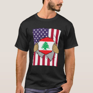 Libanese vlag in me thuisprijs Libanees Amerika T-shirt