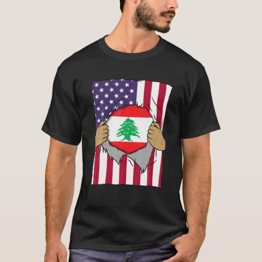 Libanese vlag in me thuisprijs Libanees Amerika T-shirt (Voorkant)