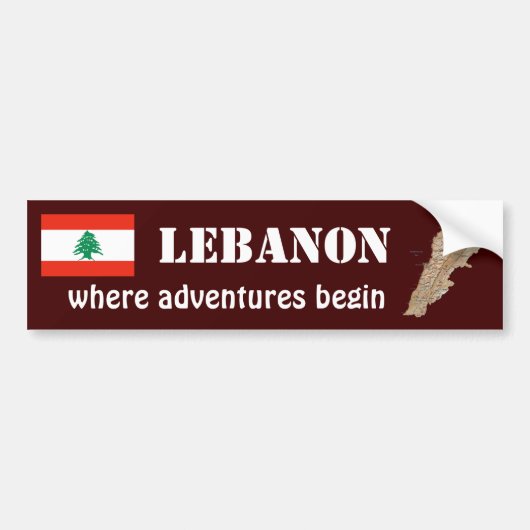 Libanese vlag + kaartBumpersticker Bumpersticker (Voorkant)