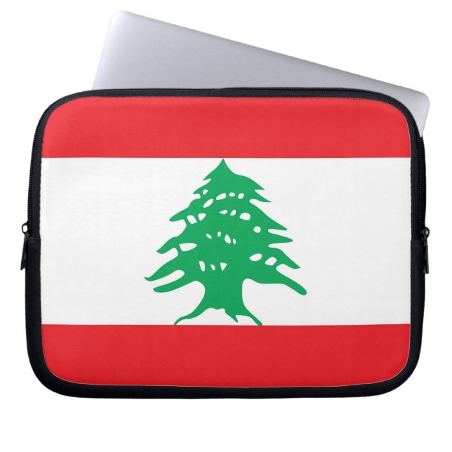 Libanese vlag laptophoes laptop sleeve (Voorkant)